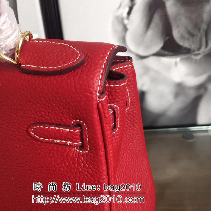愛馬仕Hermes 頭層牛皮荔枝紋凱莉包 時尚手提包 0AM1145
